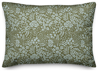Green Dainty Floral 20x14 Spun Poly Pillow