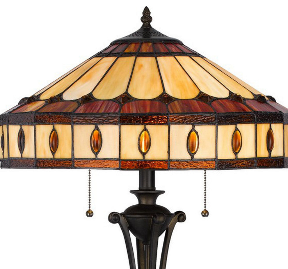 Xia 61 Inch Tiffany Style Vintage Floor Lamp, Glass Shade, Antique Bronze