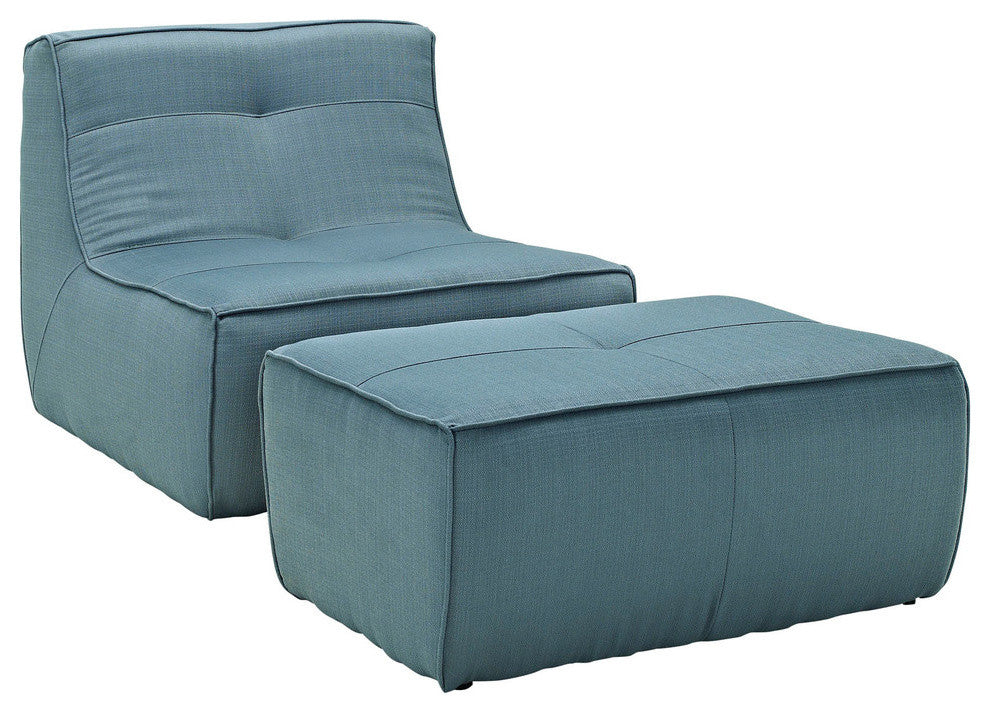 Modern Contemporary Living Room 2-Piece SetArmchair and Ottoman Set Blue