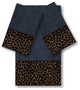 Linum Home Turkish Cotton Spots 3-Piece Embellished Towel Set, Midnight Blue