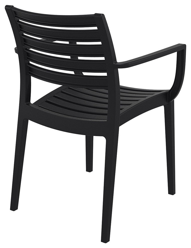 Artemis Outdoor Dining Arm Chair, Set of 2, Black