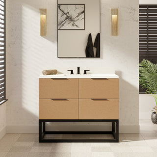 Mia 42" Bathroom Vanity, Blonde, Matte White