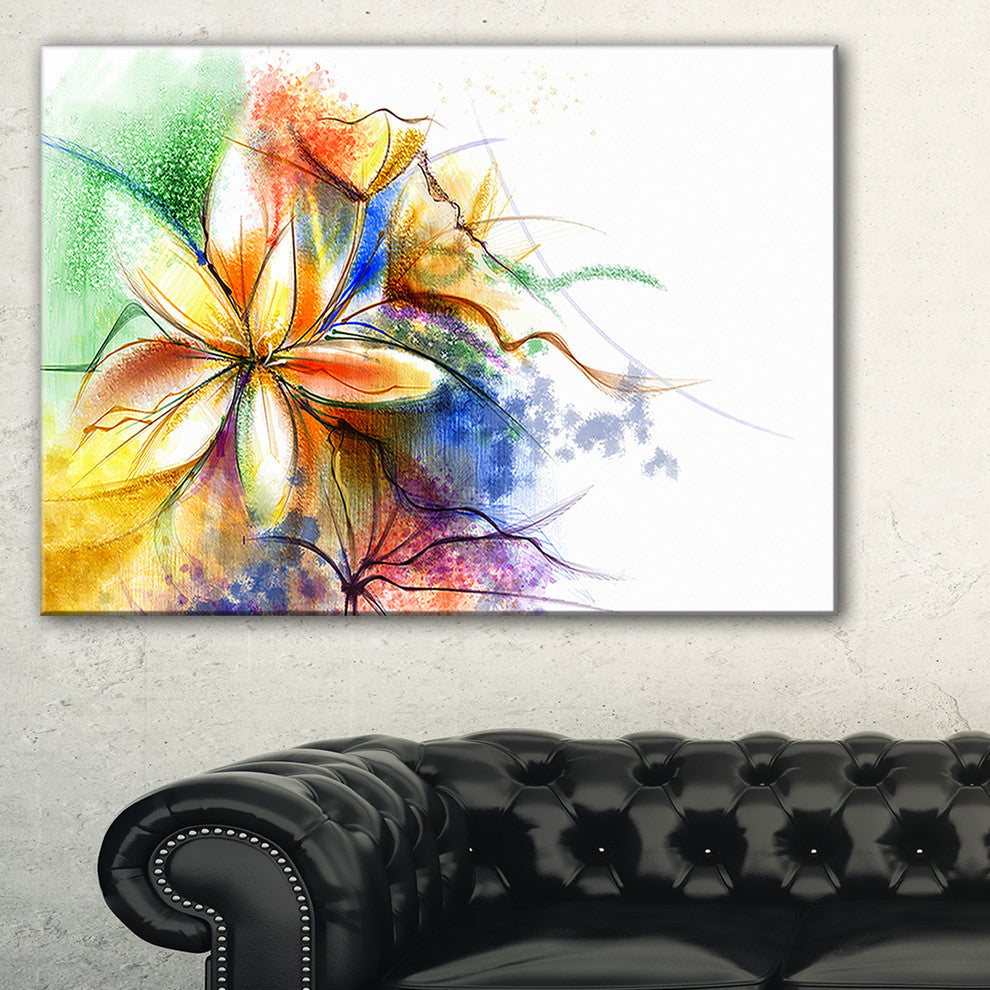 "Abstract Multi-Color Flower Fusion" Flower Wall Art", 32"x16"
