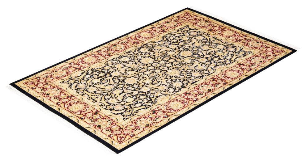 Mogul, One-of-a-Kind Hand-Knotted Area Rug Black, 4' 3" x 6' 5"