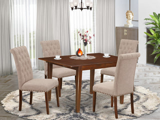 5Pc Dining Set, Rectangle Table, Butterfly Leaf, Four Chairs, Mahogany