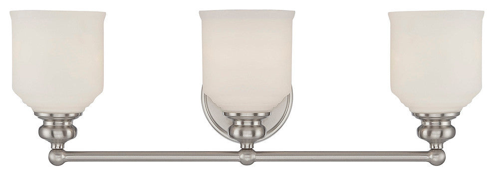 Savoy House Melrose 3-Light Bath Bar, Satin Nickel