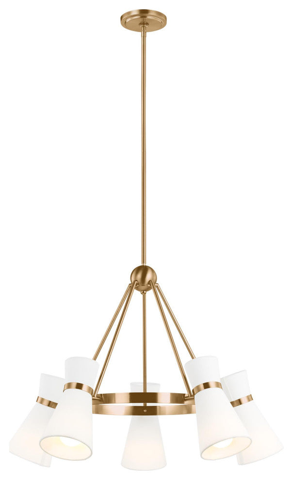 Clark Five Light Chandelier, Satin Brass