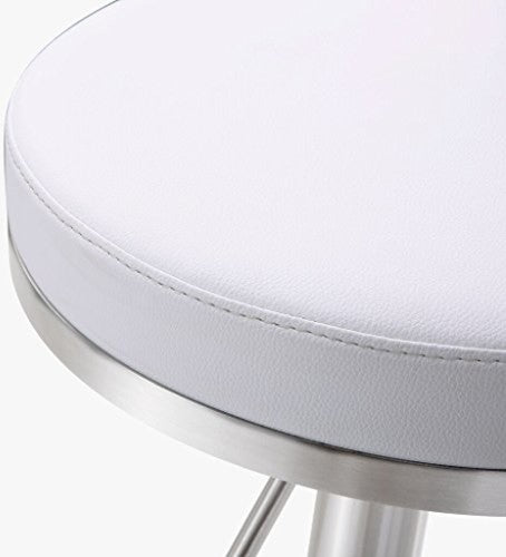 Fano White Stainless Steel Adjustable Barstool - White
