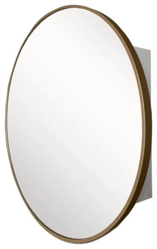 Round Metal Frame Medicine Cabinet, Brushed Gold