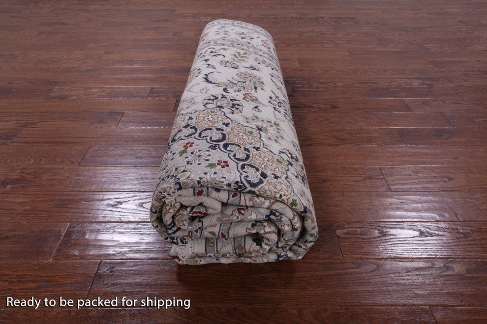 8' 1" X 10' 1" Wool and Silk Hand Knotted Persian Nain Rug Q8520