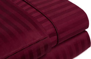 Sateen Stripe Soft 100% Microfiber Sheet Set, Burgundy, California King