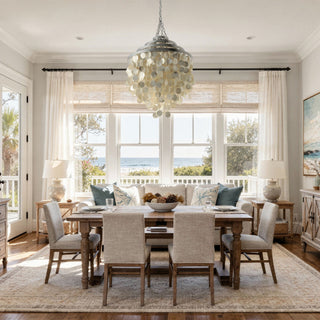 Round Chandelier With Capiz Shells, Champagne