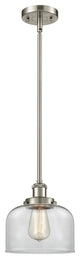 Large Bell 1-Light Pendant, Brushed Satin Nickel, Clear