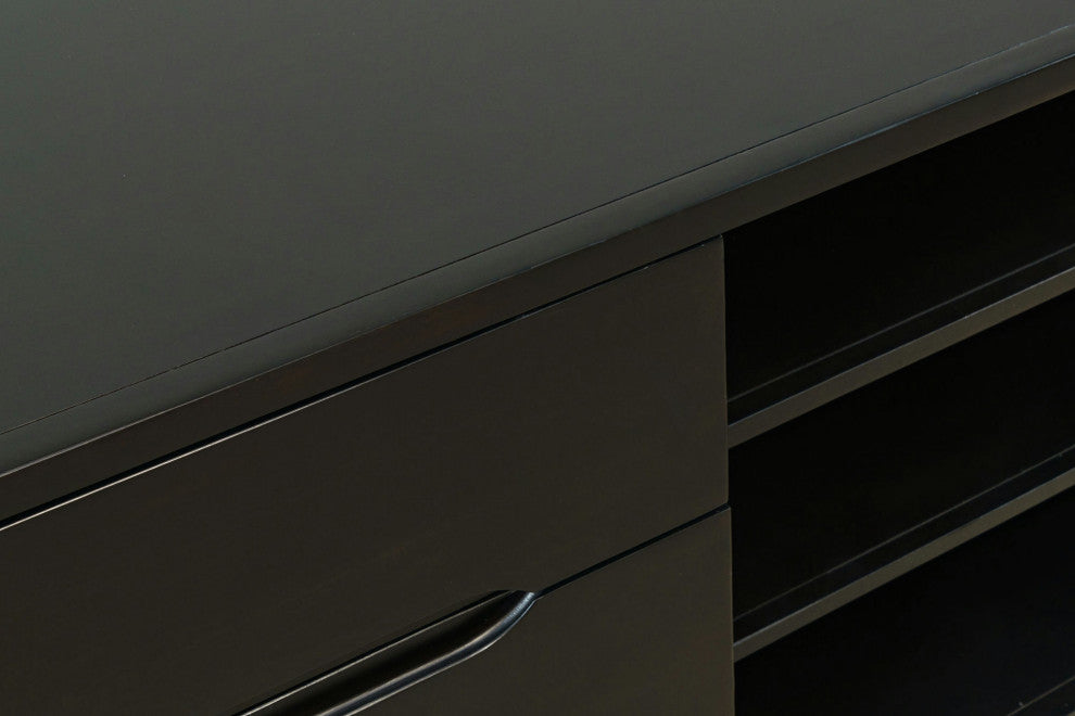 Marlowe 64" Curved Media Console TV Stand with Tapered Legs and Storage Drawers
