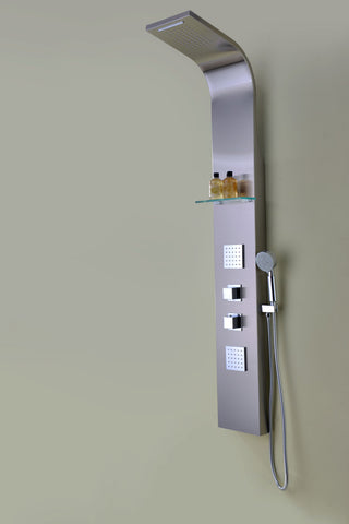 ANZZI Niagara 64 in. 2-Jetted Full Body Shower Panel in Brushed Steel