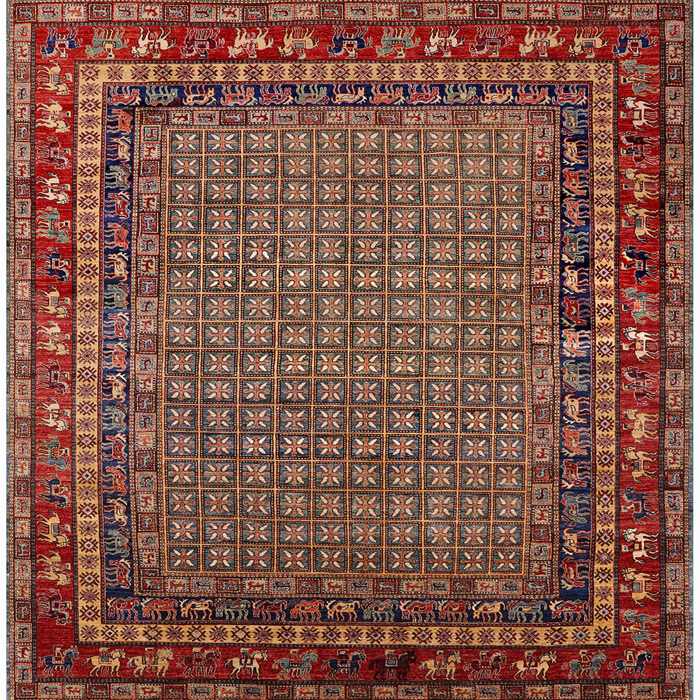 Ahgly Company Indoor Square Mid-Century Modern Area Rugs, 7' Square