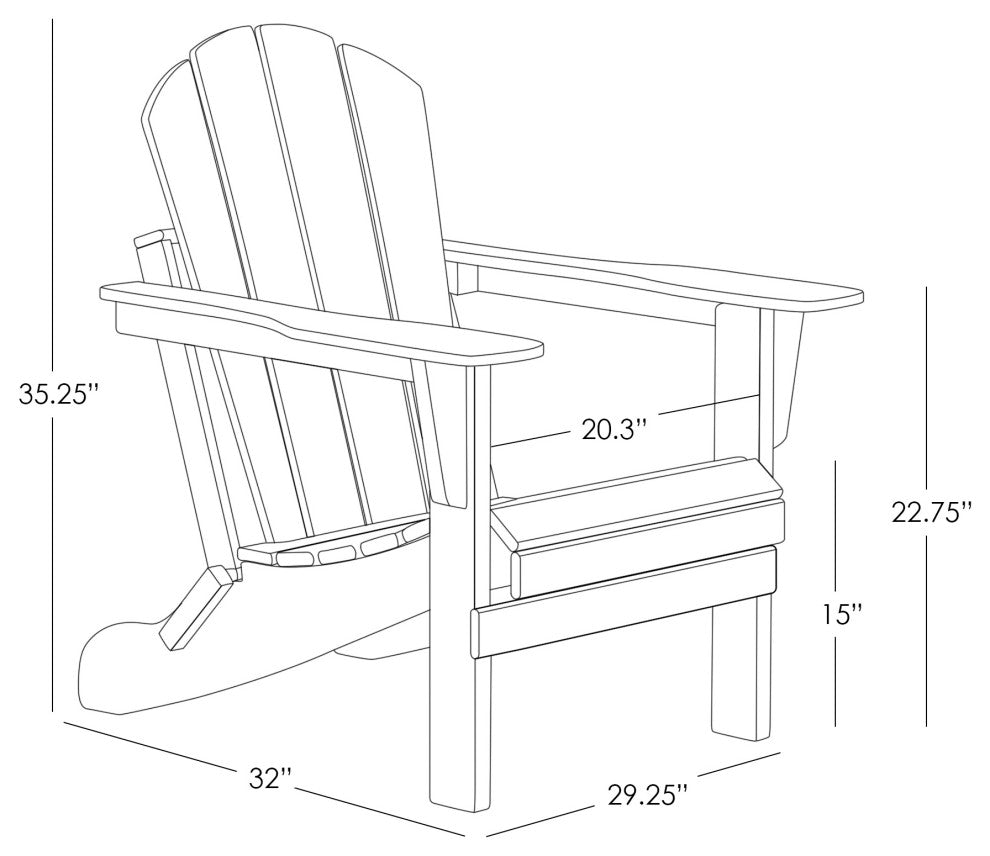 HDPE Outdoor Patio Folding Poly Adirondack Chair, Orange