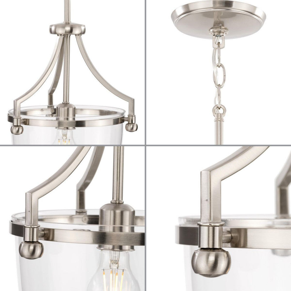 Parkhurst Collection One-Light Brushed Nickel Clear Glass Mini-Pendant Light