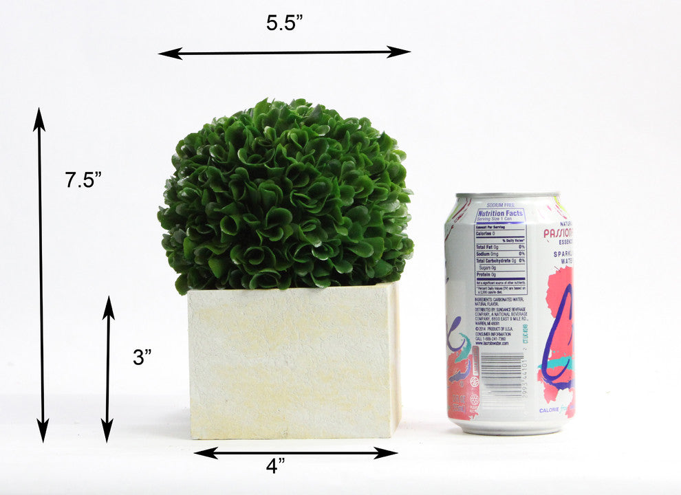 Artificial Boxwood Ball Topiary Artificial Plant Tabletop In Pot 7"H, Set of 2