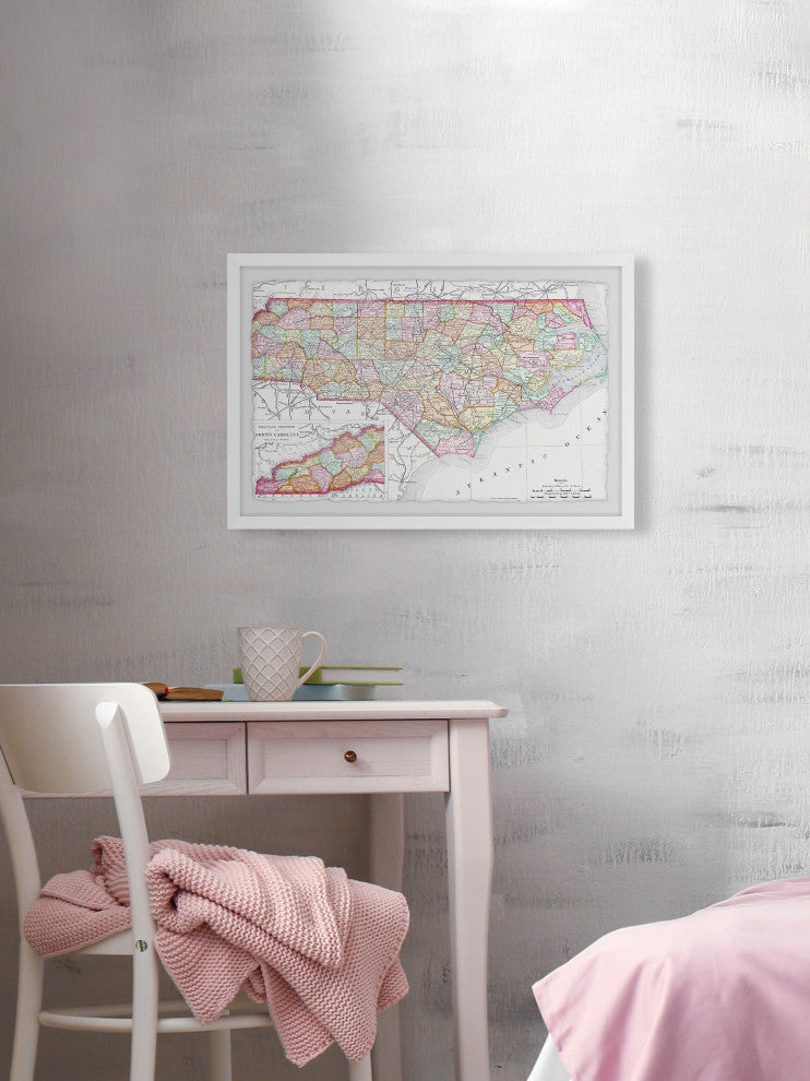 "Colored Map Ocean" Framed Painting Print, 36x24