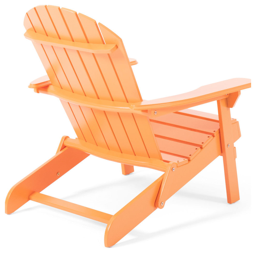 GDF Studio Milan Outdoor Rustic Acacia Wood Folding Adirondack Chair, Set of 2, Tangerine