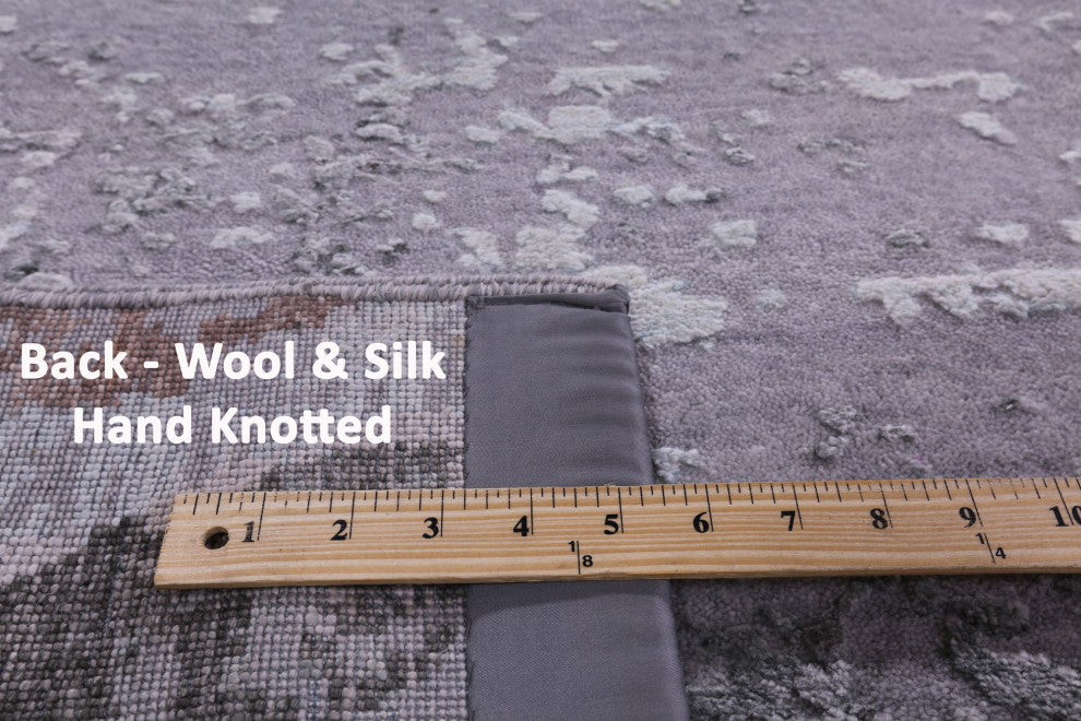 Abstract Wool and Silk Hand-Knotted Rug 10' 0" X 14' 2" Q11814
