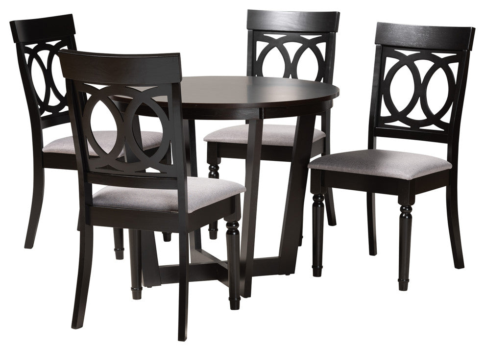 Jenny 5-Piece Dining Set, Gray/Dark Brown