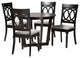 Jenny 5-Piece Dining Set, Gray/Dark Brown
