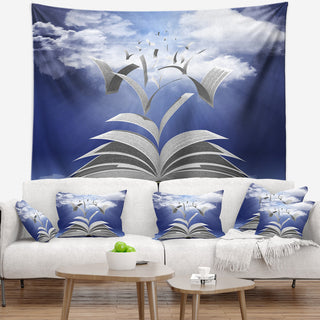 Book Pages Skyward Abstract Wall Tapestry, 39"x32"