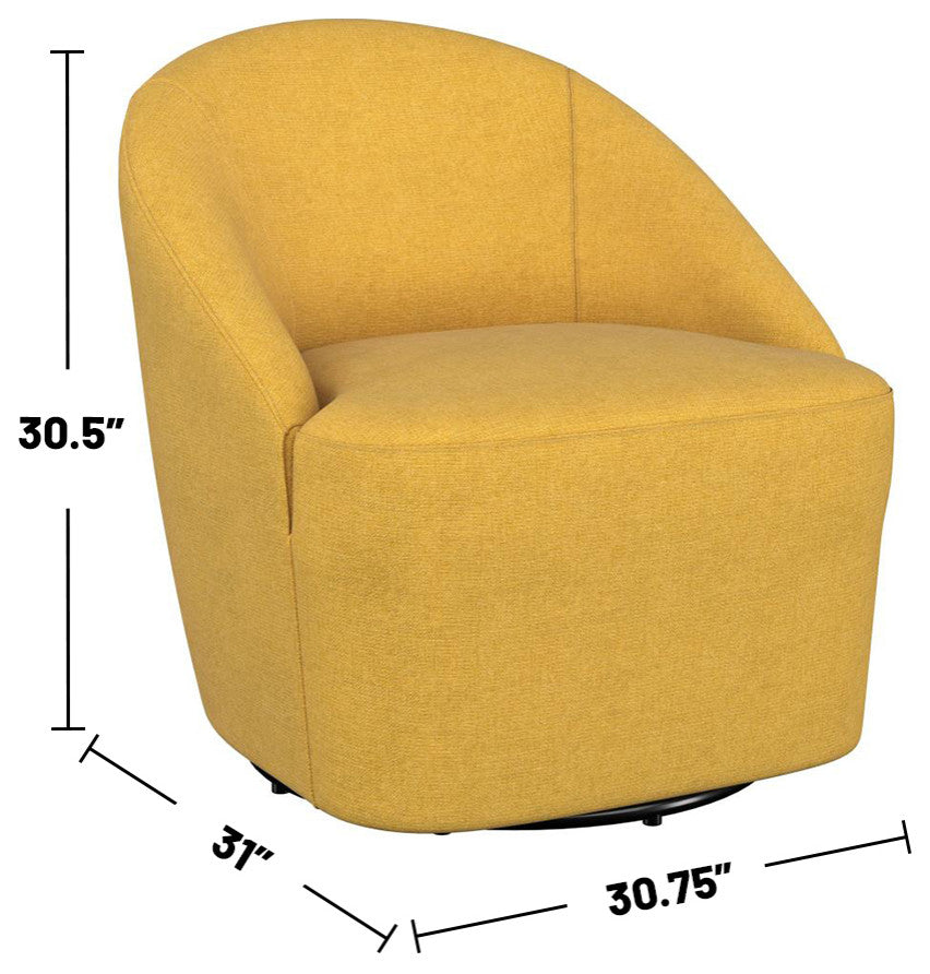 Upholstered Barrel Accent Swivel Chair, Yellow