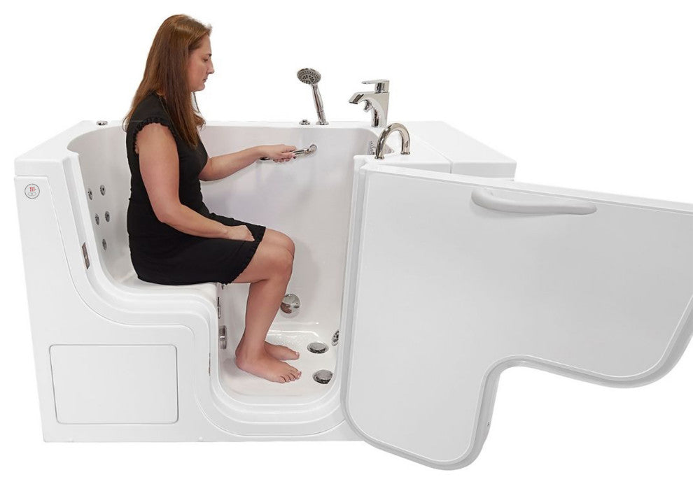 Ella Wheelchair Transfer 32"x52" Walk-In Bathtub,Outswing Door,Faucet,Dual Drain