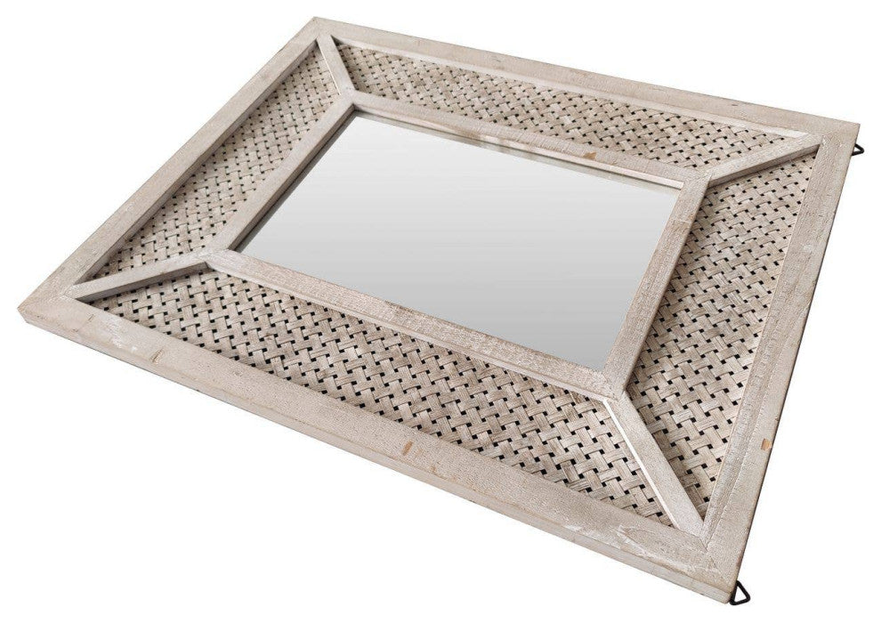 Decorative Square Wooden Accent Mirror