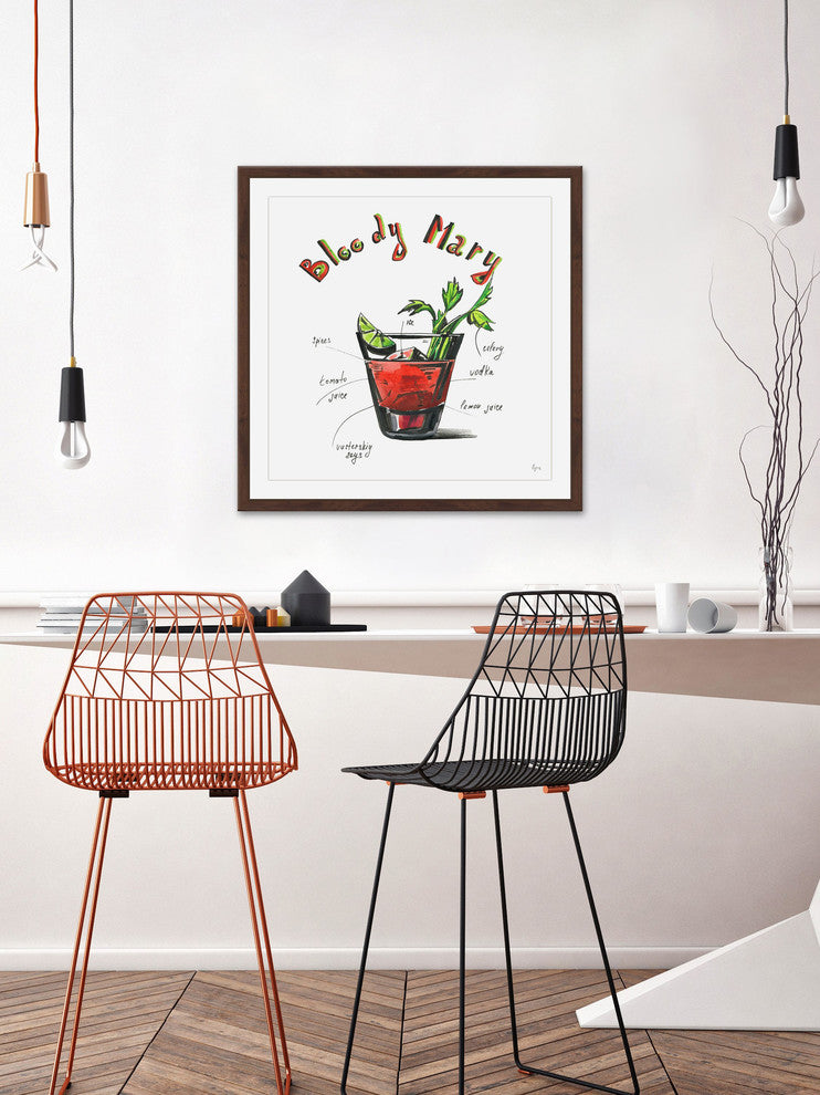 "Bloody Mary Recipe" Framed Painting Print, 12"x12"
