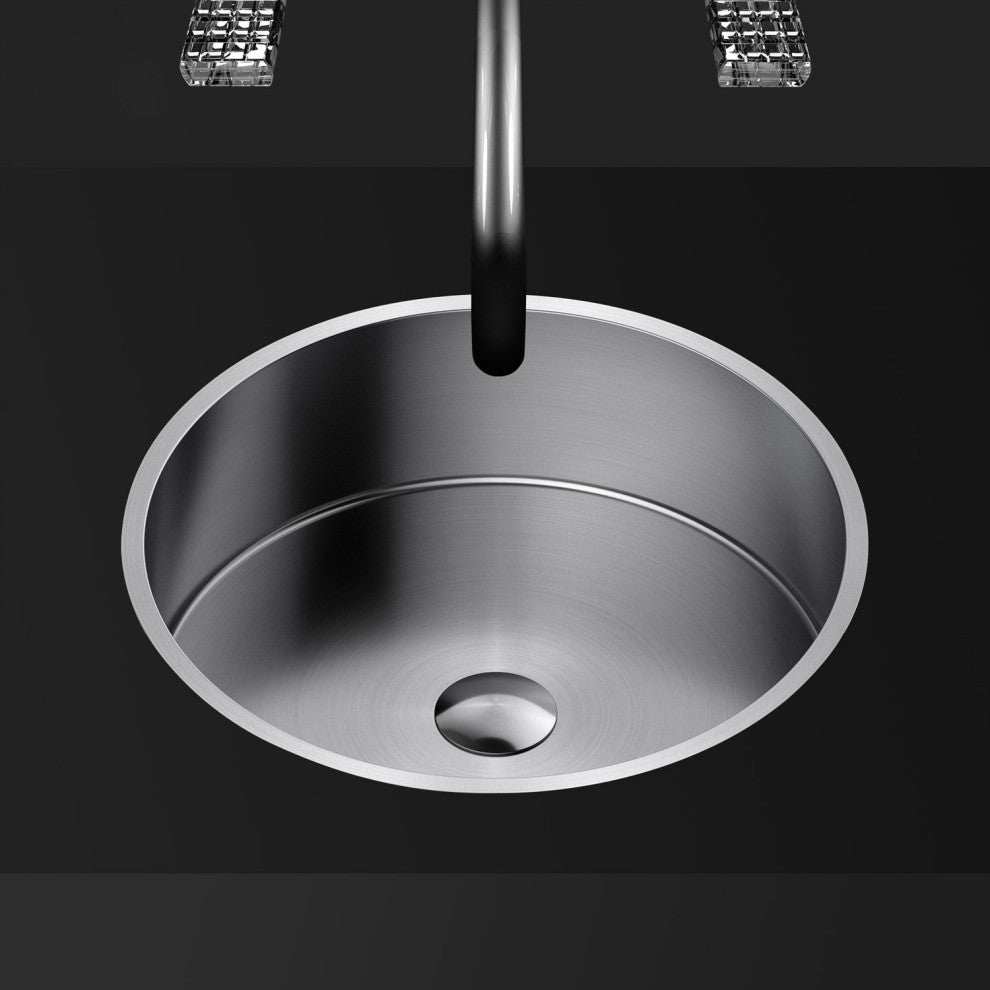 Fenisia Modern Round Under-Mount Sink, Brushed Silver