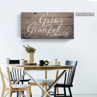 Grateful Hearts Wrapped Canvas Harvest Wall Art, 24"x48"