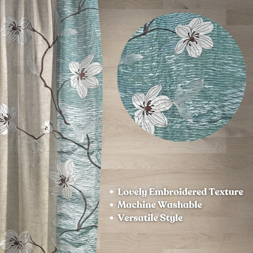 Magnolia Vine Fabric Shower Curtain, Blue, 72"x72"