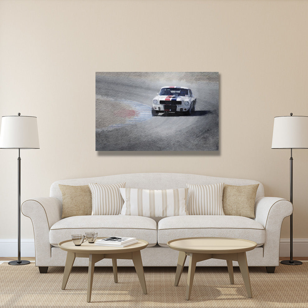 "Mustang on Race Track Watercolor" Fine Art Print