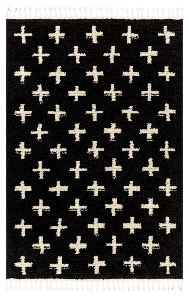Casablanca shag CAG-2308 Eclectic Black 6'7"x9' Area Rug