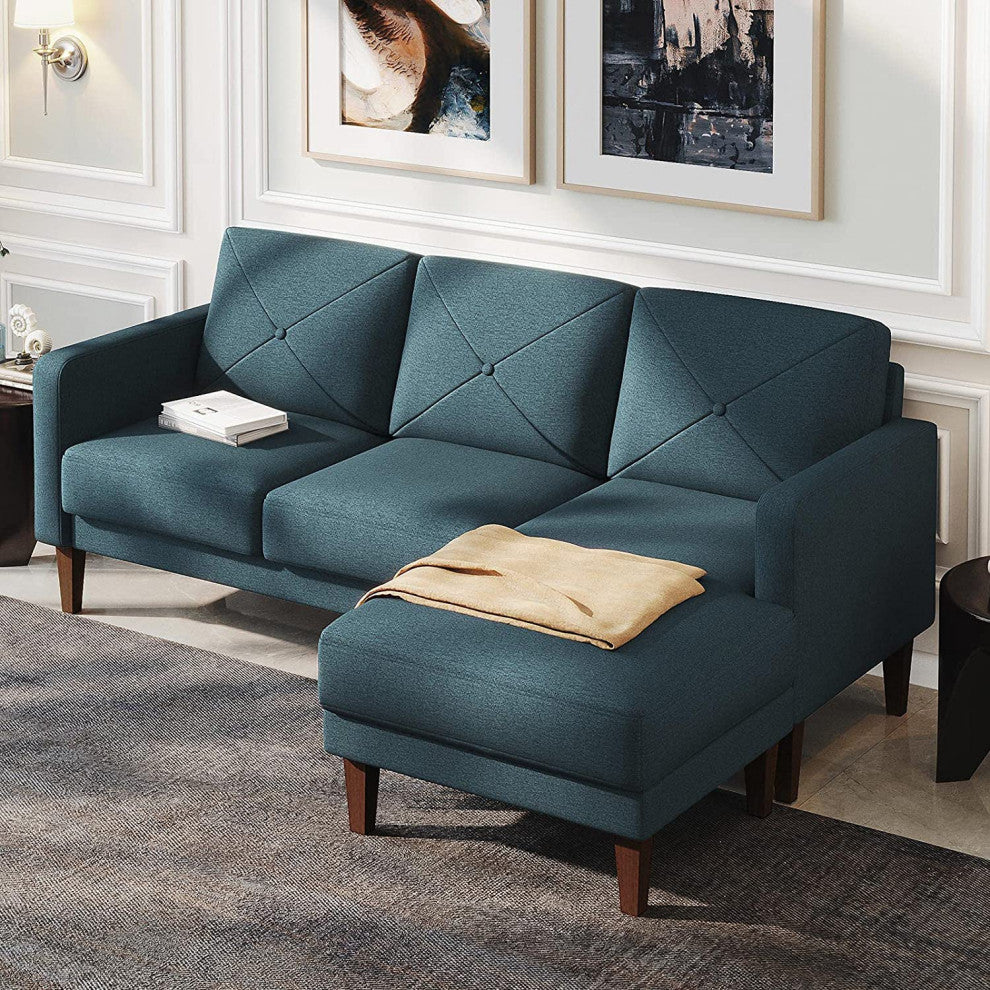 Convertible Sectional Sofa Couch with Chaise L Shaped Sofa Couch, Blue