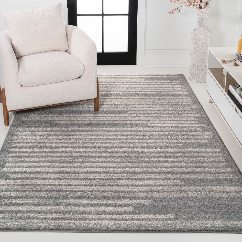 Khalil Modern Berber Stripe Gray/Cream 4 ft. x 6 ft. Area Rug