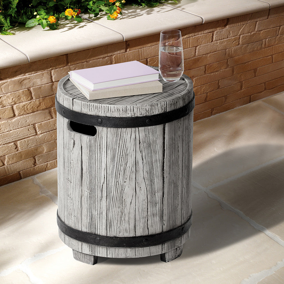 Barrel Outdoor Patio Side Table