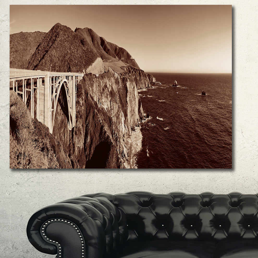 Bixby Bridge View Panorama, Large landscape Canvas Art Print, 60x40