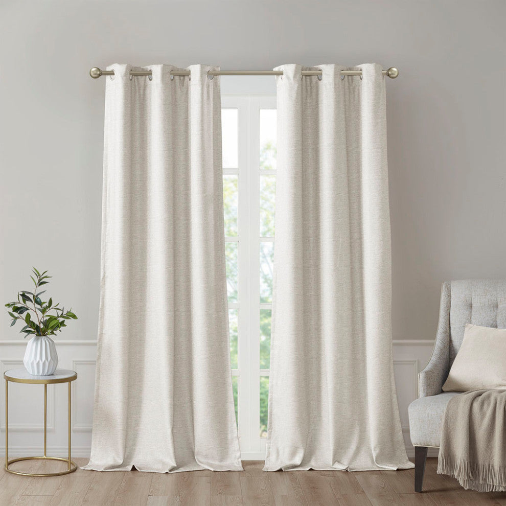 Madison Park Tonal Printed Faux Silk Room Darkening Curtain Panel Pair