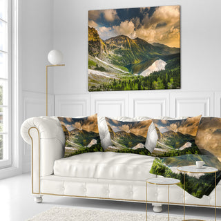 Dramatic Sky over Alpine Lake Landscape Printed Throw Pillow, 18"x18"