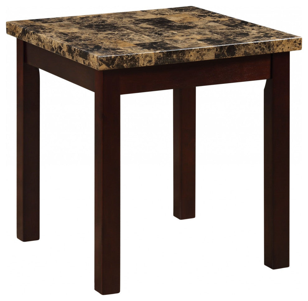 48" X 24" X 18" 3pc Faux Marble And Cherry Coffee And End Set