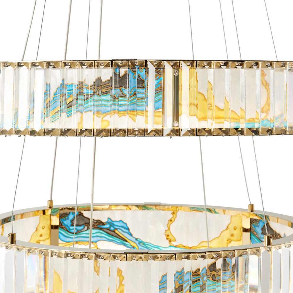 Boeseman's Dimmable Integrated LED Crystal Colorful Chandelier, 3 Tiers