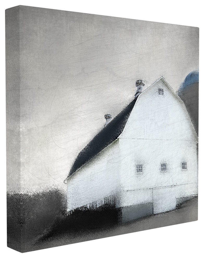 Painted Barn Gray Sky Oversized Stretched Canvas Wall Art, 24"x24"