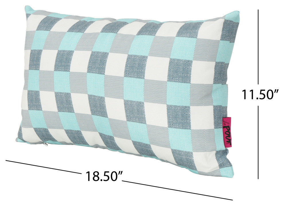 GDF Studio Raylan Indoor Rectangular Throw Pillow, Blue/White Plaid, Single
