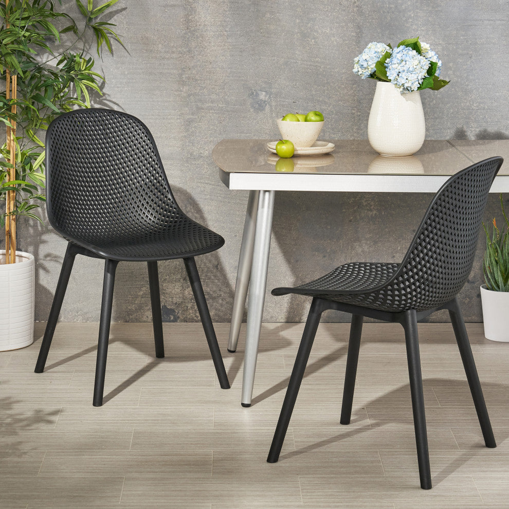 Posey Outdoor Dining Chair, Black