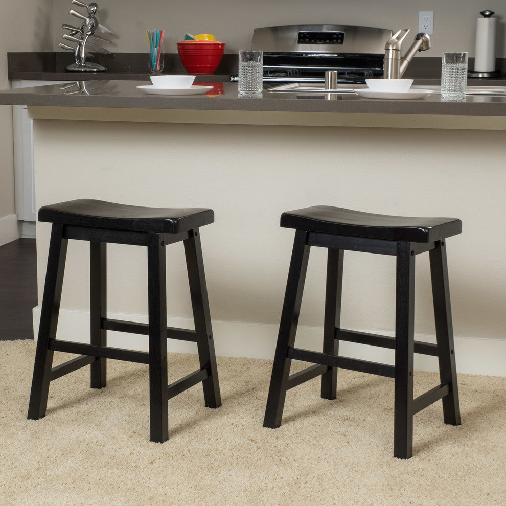 Elizabeth Saddle Wood Counter Stool, Set of 2